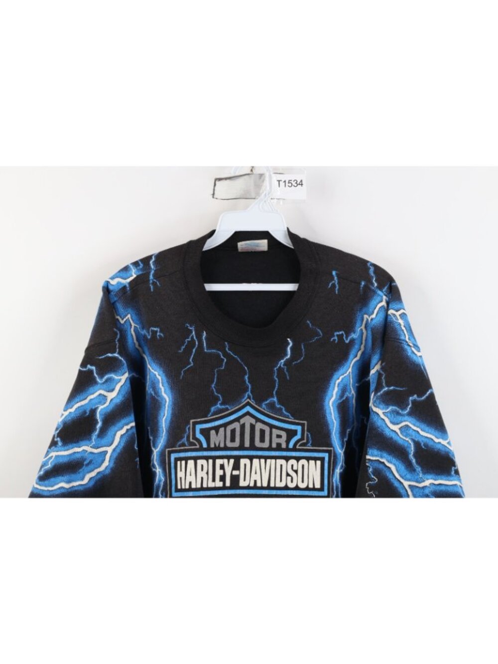 Vintage 90s Harley Davidson Lightning Crewneck Sweatshirt Mens Size L Black USA - Picture 2 of 12